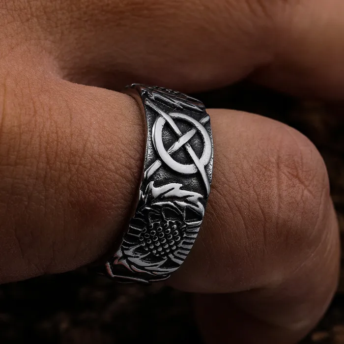 Punk Cross Titanium Steel Ring for Men – Retro Rotatable Roman Sword Design | Gothic Style Stainless Steel Jewelry, Factory Price, Wholesale Available