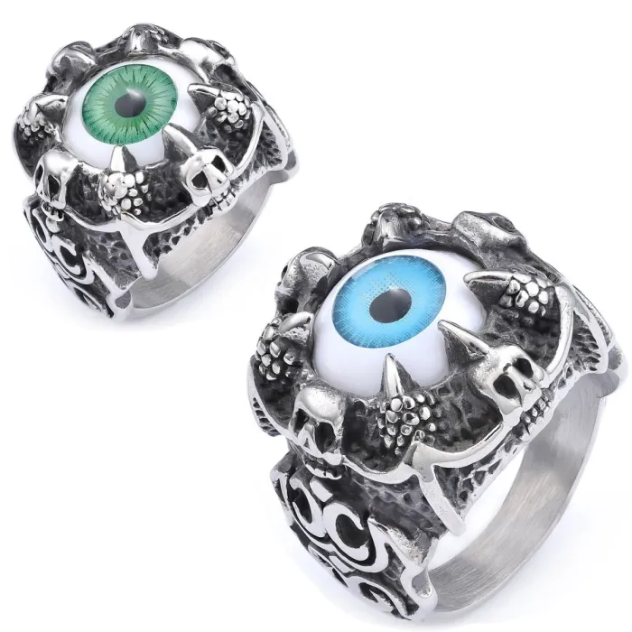 Wholesale Vintage Dragon Claw Ring with Multicolor Gemstones – Bold Stainless Steel Fashion Ring for Men | Bulk Jewelry Supplier