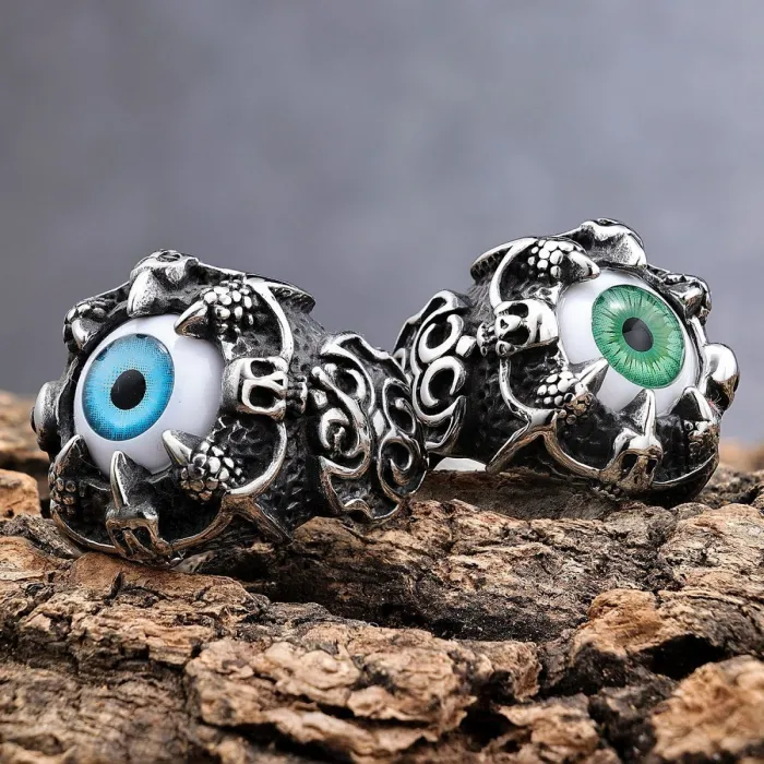 Wholesale Vintage Dragon Claw Ring with Multicolor Gemstones – Bold Stainless Steel Fashion Ring for Men | Bulk Jewelry Supplier