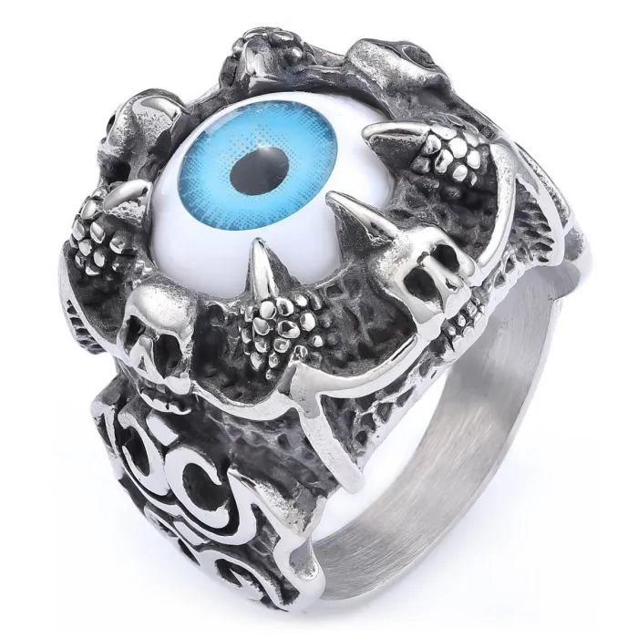 Wholesale Vintage Dragon Claw Ring with Multicolor Gemstones – Bold Stainless Steel Fashion Ring for Men | Bulk Jewelry Supplier