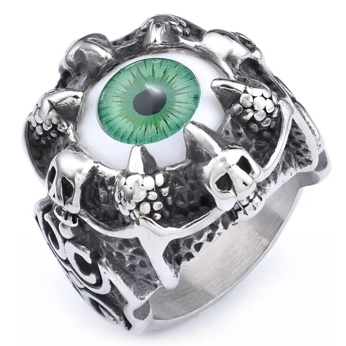 Wholesale Vintage Dragon Claw Ring with Multicolor Gemstones – Bold Stainless Steel Fashion Ring for Men | Bulk Jewelry Supplier