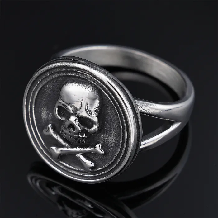 Wholesale Punk Skull Ring – Vintage-Inspired Statement Signet Ring for Men | Stainless Steel Gothic Jewelry Supplier | Bulk Fashion Accessories