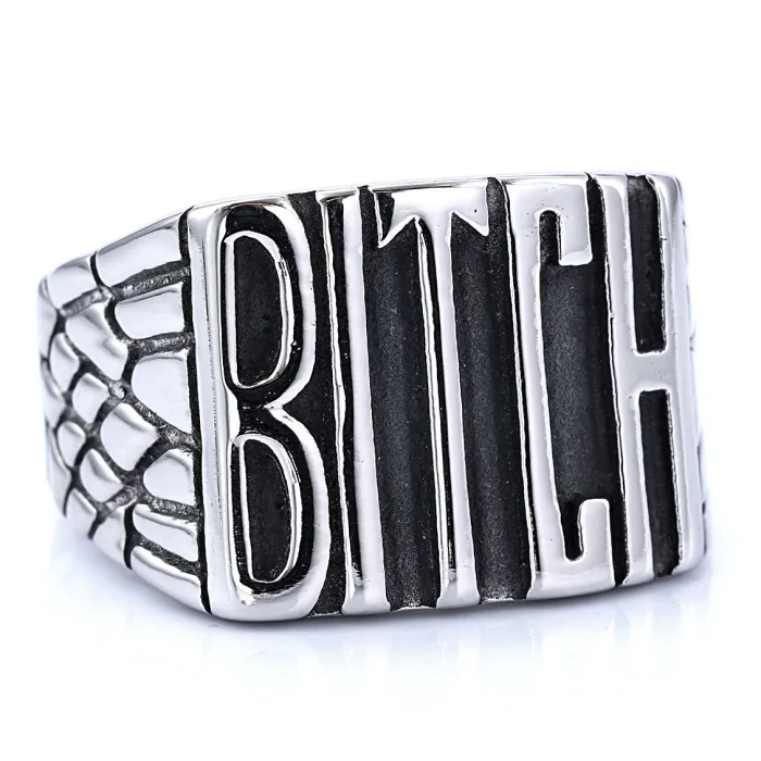 Bulk Punk Biker Style English Letter Rings – Stainless Steel Men’s Statement Rings | Fashion Jewelry Supplier for Trendy Street Style