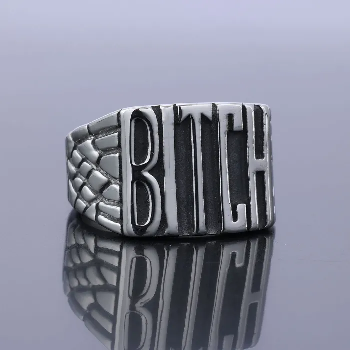 Bulk Punk Biker Style English Letter Rings – Stainless Steel Men’s Statement Rings | Fashion Jewelry Supplier for Trendy Street Style