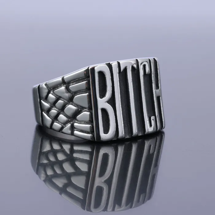 Bulk Punk Biker Style English Letter Rings – Stainless Steel Men’s Statement Rings | Fashion Jewelry Supplier for Trendy Street Style