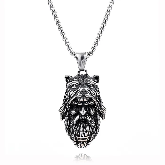 Bulk Biker Style Retro Werewolf Pendant – Stainless Steel Fierce Design | Wholesale Fashion Jewelry for Men, Ideal for Trendy Urban Stores