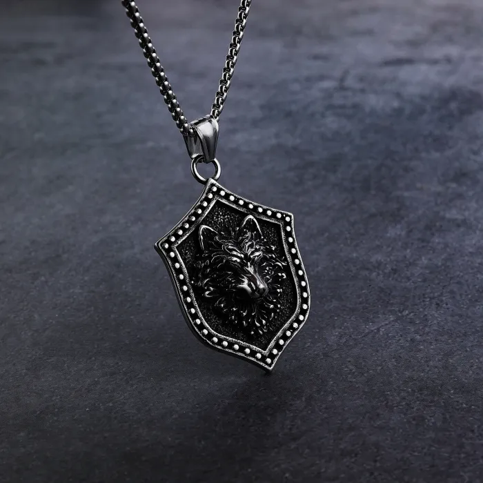 Wholesale Viking Style Ice Wolf Pendant – Retro Stainless Steel Necklace for Men | Bulk Supply Fashion Jewelry for Trendy Boutiques & Resellers