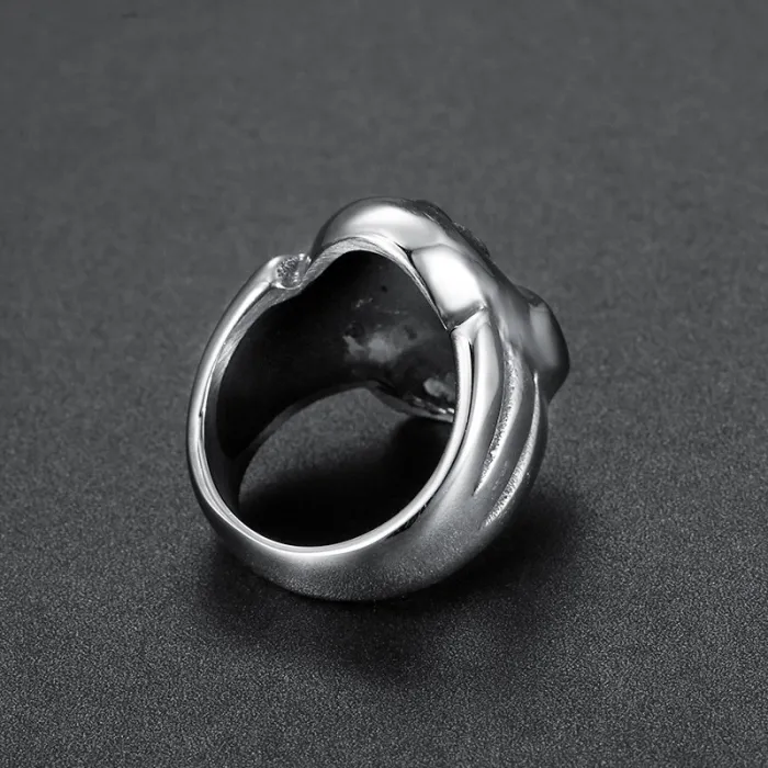 Bulk Stainless Steel Skull Ring – Personalized Carved Skeleton Design Titanium Steel Ring for Men and Women | Gothic Punk Jewelry Wholesale