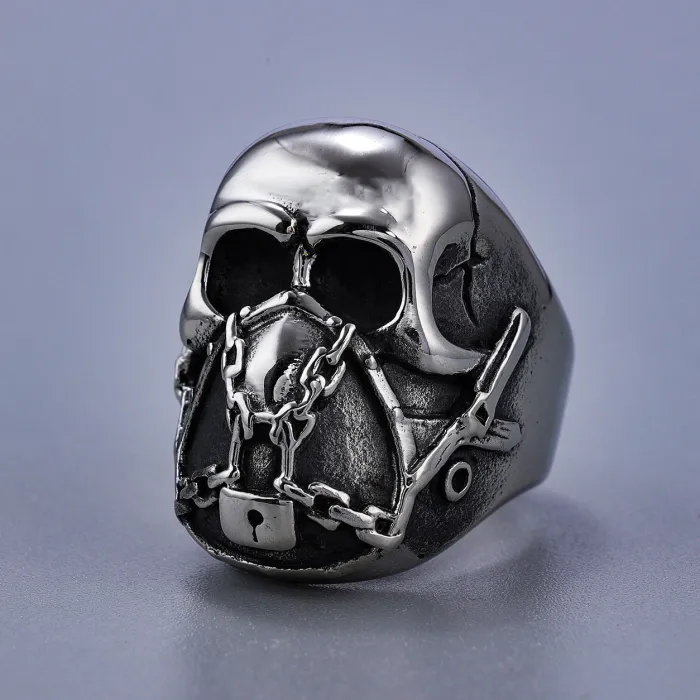 New Skull Mask Ring – Punk Style Bold Skeleton Head Jewelry | Stainless Steel Gothic Ring for Men | Factory Direct, Wholesale Fashion Accessories
