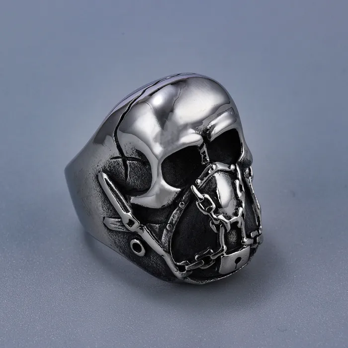 New Skull Mask Ring – Punk Style Bold Skeleton Head Jewelry | Stainless Steel Gothic Ring for Men | Factory Direct, Wholesale Fashion Accessories