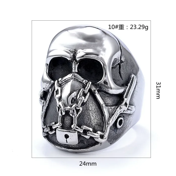 New Skull Mask Ring – Punk Style Bold Skeleton Head Jewelry | Stainless Steel Gothic Ring for Men | Factory Direct, Wholesale Fashion Accessories
