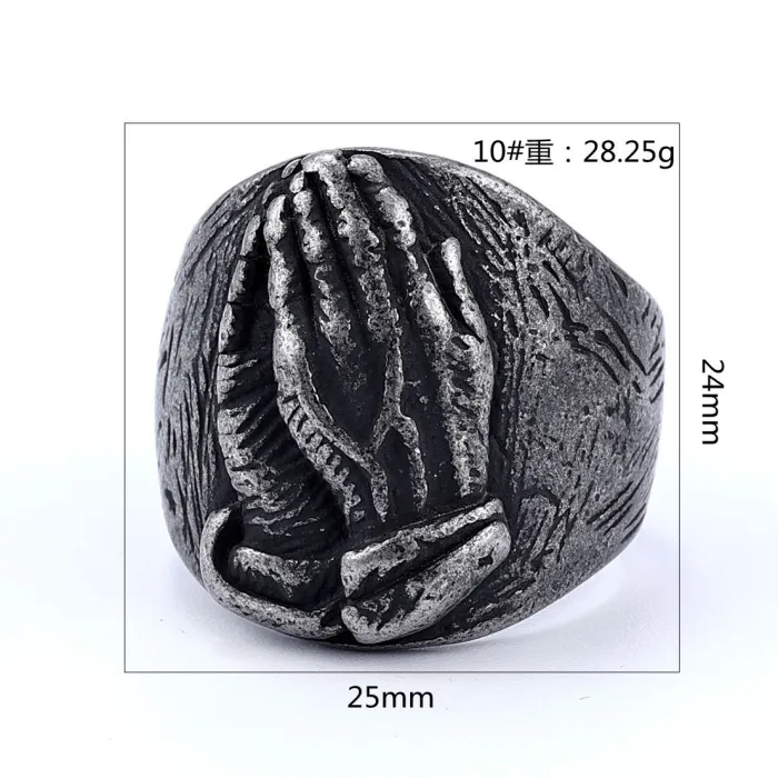 Wholesale Stainless Steel Buddha Ring – Unisex Praying Hands Design | Titanium Steel Buddhist Jewelry for Men & Women | Bulk Supply Available
