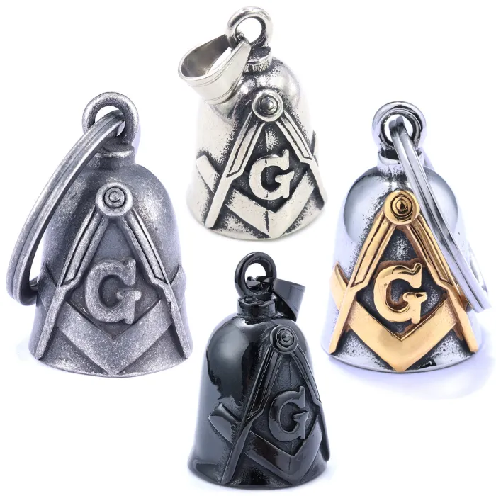 Mysterious Freemason Bell Pendant – Vintage Style Stainless Steel Charm | In Stock | Unique Design for Bulk Orders, Ideal for Alternative Jewelry Wholesale
