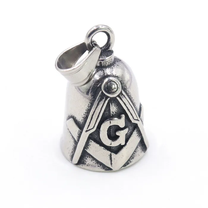 Mysterious Freemason Bell Pendant – Vintage Style Stainless Steel Charm | In Stock | Unique Design for Bulk Orders, Ideal for Alternative Jewelry Wholesale