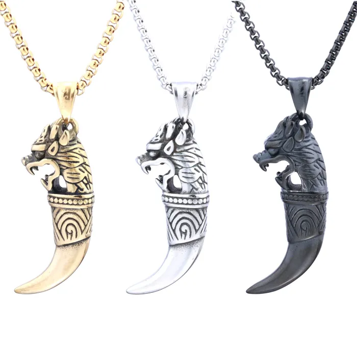 Hot-Selling Vintage Tiger Fang Totem Pendant – Stainless Steel Charm | Bold Tribal Style | In-Stock Jewelry for Wholesale & One-Piece Dropshipping