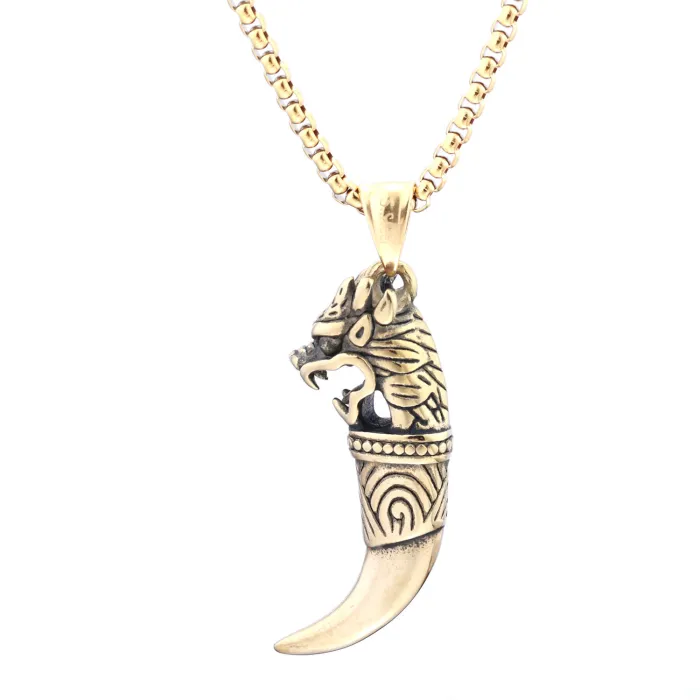 Hot-Selling Vintage Tiger Fang Totem Pendant – Stainless Steel Charm | Bold Tribal Style | In-Stock Jewelry for Wholesale & One-Piece Dropshipping
