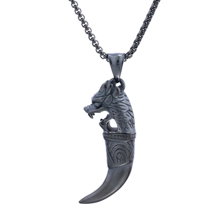 Hot-Selling Vintage Tiger Fang Totem Pendant – Stainless Steel Charm | Bold Tribal Style | In-Stock Jewelry for Wholesale & One-Piece Dropshipping