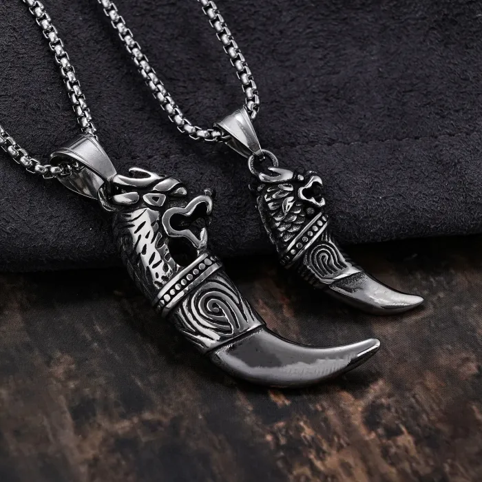 Hot-Selling Vintage Tiger Fang Totem Pendant – Stainless Steel Charm | Bold Tribal Style | In-Stock Jewelry for Wholesale & One-Piece Dropshipping
