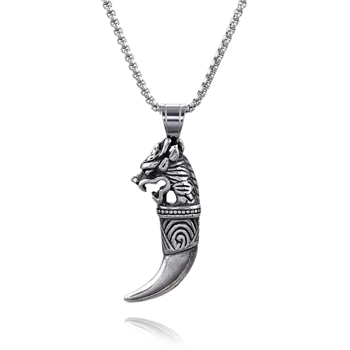 Hot-Selling Vintage Tiger Fang Totem Pendant – Stainless Steel Charm | Bold Tribal Style | In-Stock Jewelry for Wholesale & One-Piece Dropshipping