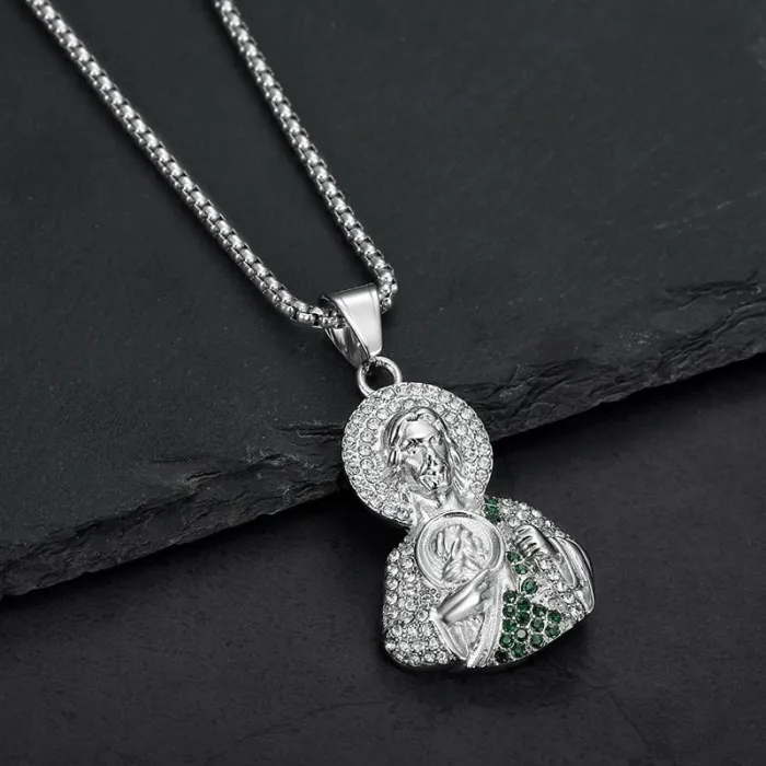 Wholesale St. Jude Pendant Necklace – Bulk Gold-Plated Stainless Steel Hip Hop Jewelry at Factory Price