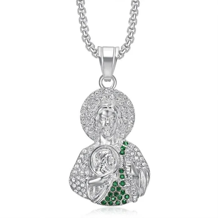 Wholesale St. Jude Pendant Necklace – Bulk Gold-Plated Stainless Steel Hip Hop Jewelry at Factory Price