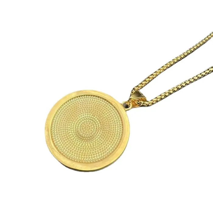 Wholesale Crown Bead Pendant Necklace – Bulk Gold-Plated Titanium Steel Hip Hop Jewelry with CZ at Factory Price