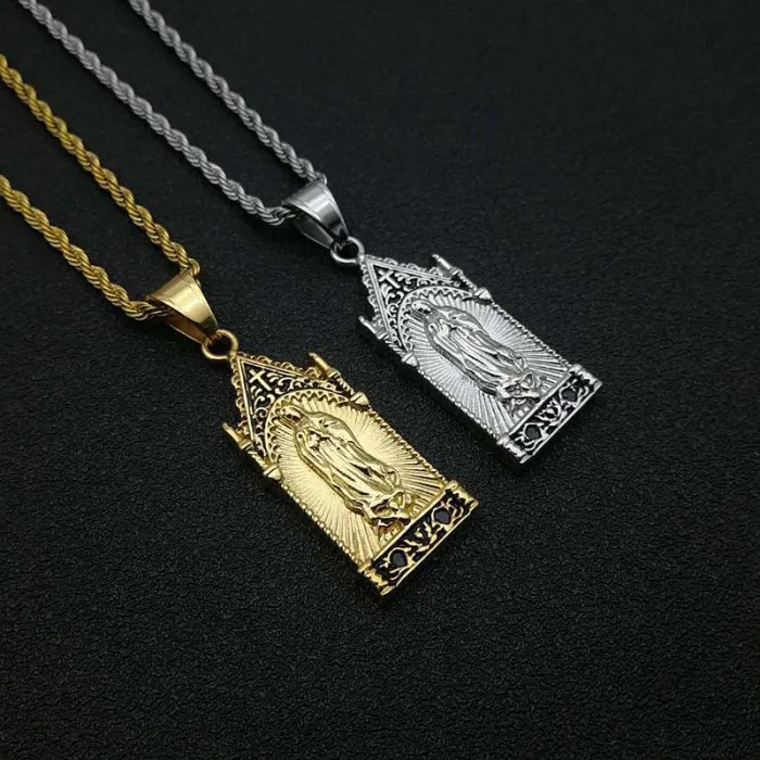 Wholesale Hip Hop Virgin Mary Pendant Necklace | Titanium Steel Vacuum Plated Bulk Supplier & Factory Price