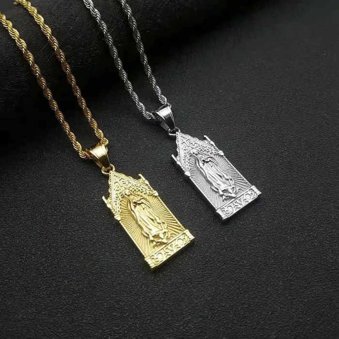 Wholesale Hip Hop Virgin Mary Pendant Necklace | Titanium Steel Vacuum Plated Bulk Supplier & Factory Price
