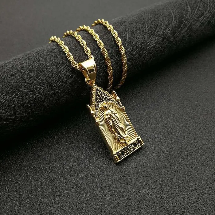 Wholesale Hip Hop Virgin Mary Pendant Necklace | Titanium Steel Vacuum Plated Bulk Supplier & Factory Price