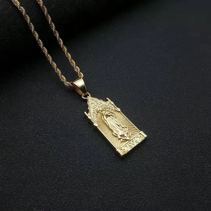 Wholesale Hip Hop Virgin Mary Pendant Necklace | Titanium Steel Vacuum Plated Bulk Supplier & Factory Price