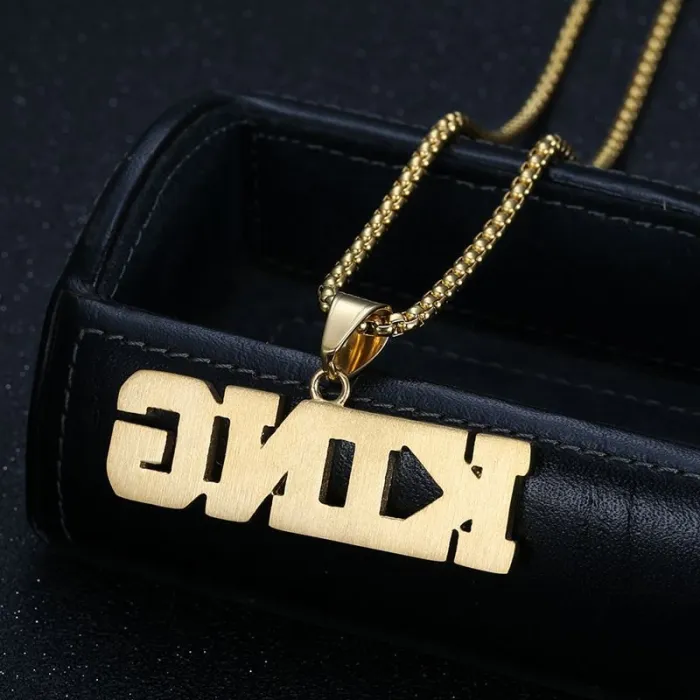 Wholesale Hip Hop KING Crown Pendant Necklace | Titanium Steel Vacuum Plated CZ Bulk Supplier & Factory Price
