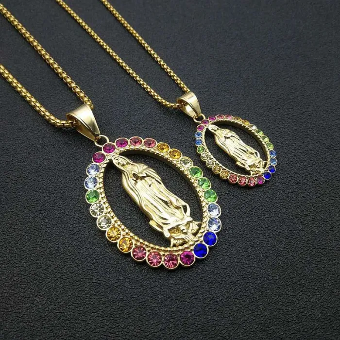 Wholesale Hip Hop Multi-Color CZ Pendant Necklace | Titanium Steel Vacuum Plated Bulk Supplier & Factory Price