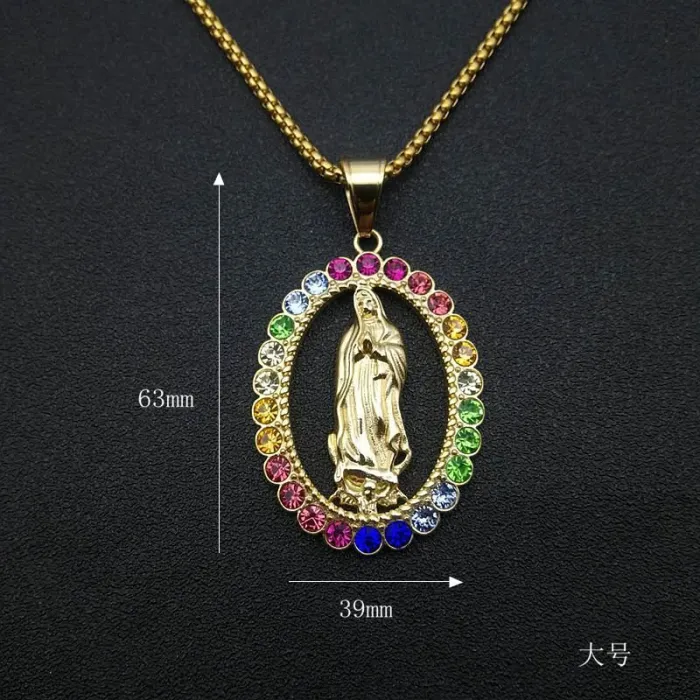 Wholesale Hip Hop Multi-Color CZ Pendant Necklace | Titanium Steel Vacuum Plated Bulk Supplier & Factory Price