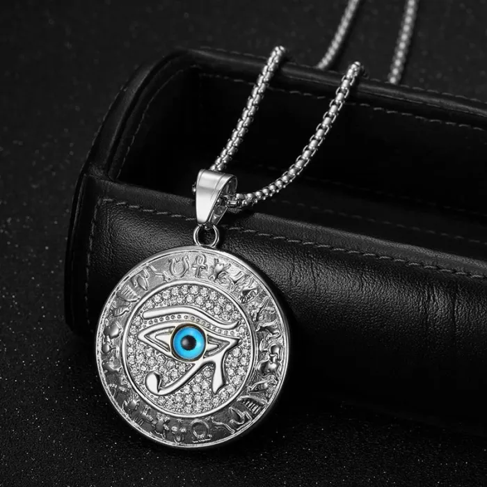 Wholesale Hip Hop Eye of Horus Pendant Necklace | Titanium Steel Vacuum Plated CZ Bulk Supplier & Factory Price