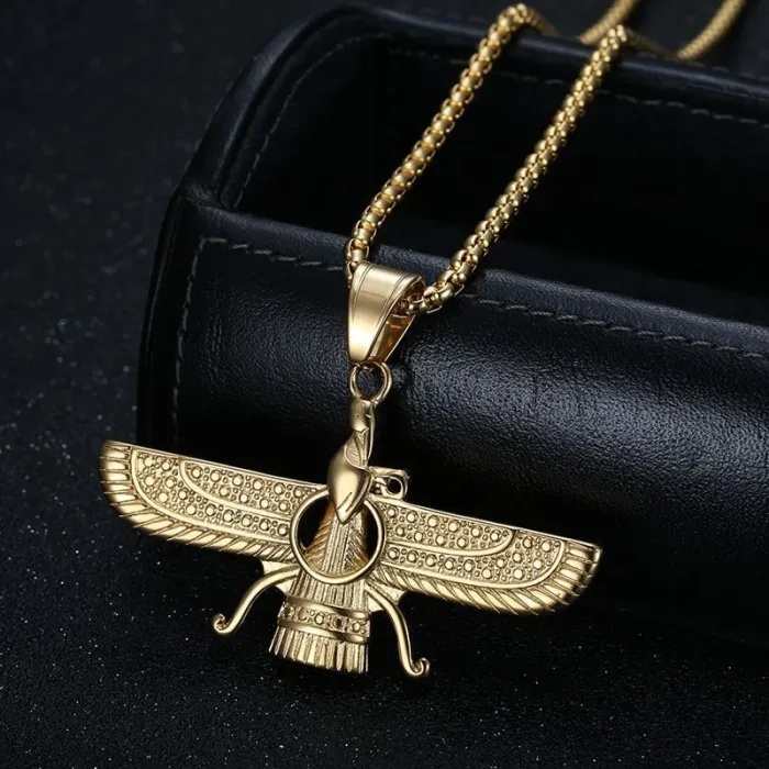 Wholesale Hip Hop Zoroastrian Fire Temple Pendant Necklace | Titanium Steel Vacuum Plated Bulk Supplier & Factory Price