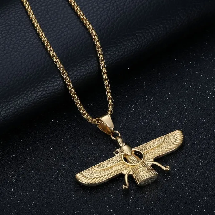 Wholesale Hip Hop Zoroastrian Fire Temple Pendant Necklace | Titanium Steel Vacuum Plated Bulk Supplier & Factory Price