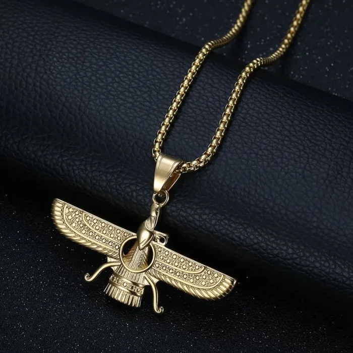Wholesale Hip Hop Zoroastrian Fire Temple Pendant Necklace | Titanium Steel Vacuum Plated Bulk Supplier & Factory Price