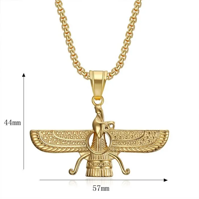 Wholesale Hip Hop Zoroastrian Fire Temple Pendant Necklace | Titanium Steel Vacuum Plated Bulk Supplier & Factory Price