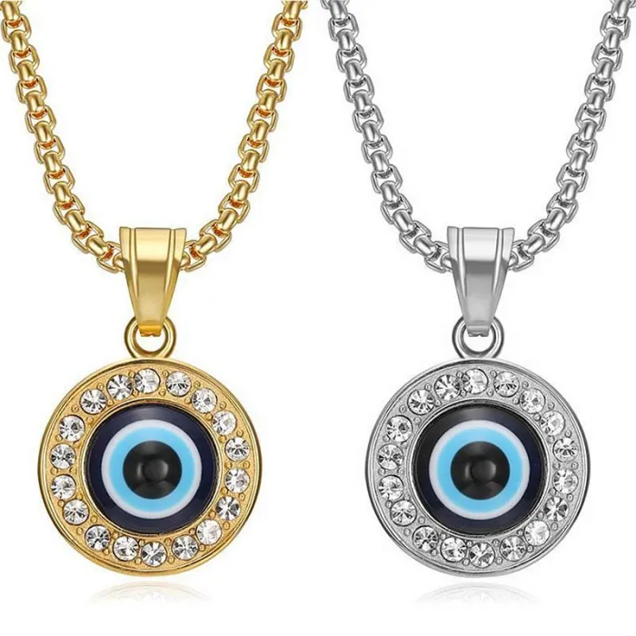 Wholesale Evil Eye Blue Turkish Pendant Necklace | Stainless Steel & Titanium Steel CZ Bulk Supplier & Factory Price