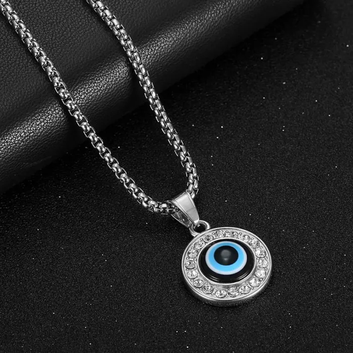 Wholesale Evil Eye Blue Turkish Pendant Necklace | Stainless Steel & Titanium Steel CZ Bulk Supplier & Factory Price