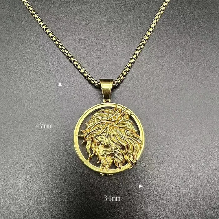 Wholesale Hip Hop Jesus Pendant Necklace | Stainless Steel Gold Plated Polished Bulk Supplier & Factory Price