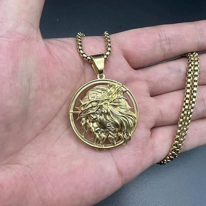 Wholesale Hip Hop Jesus Pendant Necklace | Stainless Steel Gold Plated Polished Bulk Supplier & Factory Price