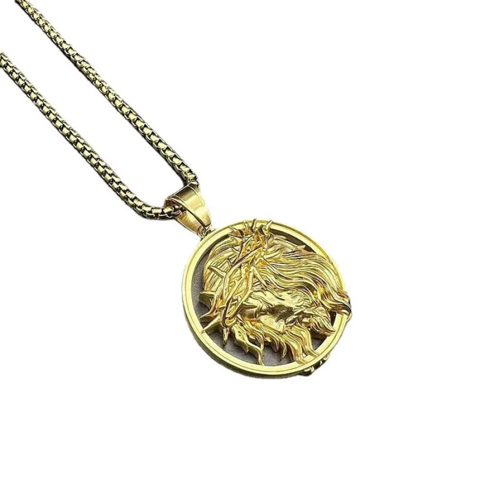 Wholesale Hip Hop Jesus Pendant Necklace | Stainless Steel Gold Plated Polished Bulk Supplier & Factory Price