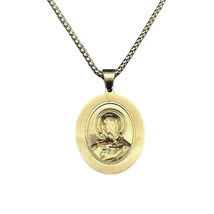 Wholesale Hip Hop Virgin Mary Pendant Necklace | Stainless Steel Gold Plated CZ Bulk Supplier & Factory Price