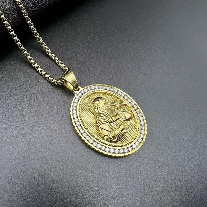 Wholesale Hip Hop Jesus Pendant Necklace | Stainless Steel Gold Plated CZ Bulk Supplier & Factory Price