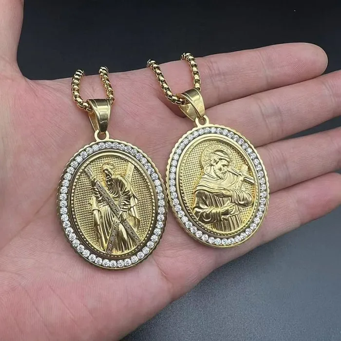 Wholesale Hip Hop Jesus Pendant Necklace | Stainless Steel Gold Plated CZ Bulk Supplier & Factory Price