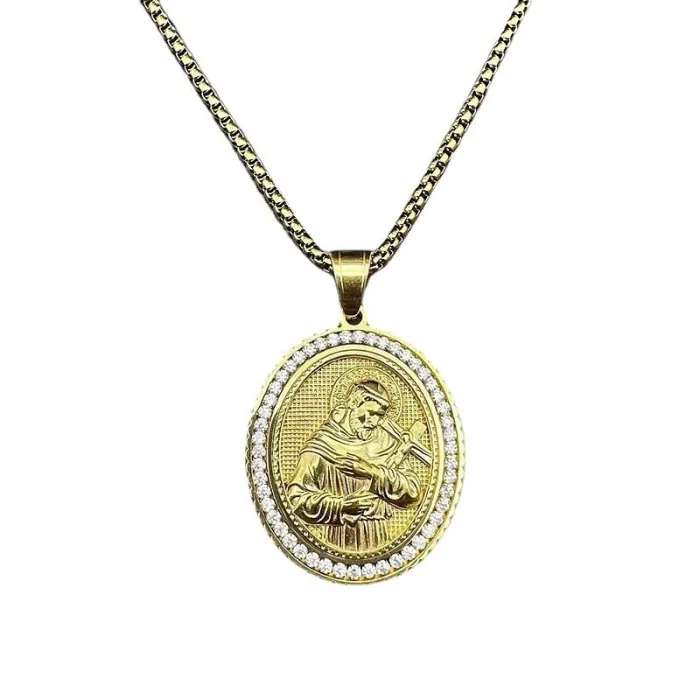 Wholesale Hip Hop Jesus Pendant Necklace | Stainless Steel Gold Plated CZ Bulk Supplier & Factory Price