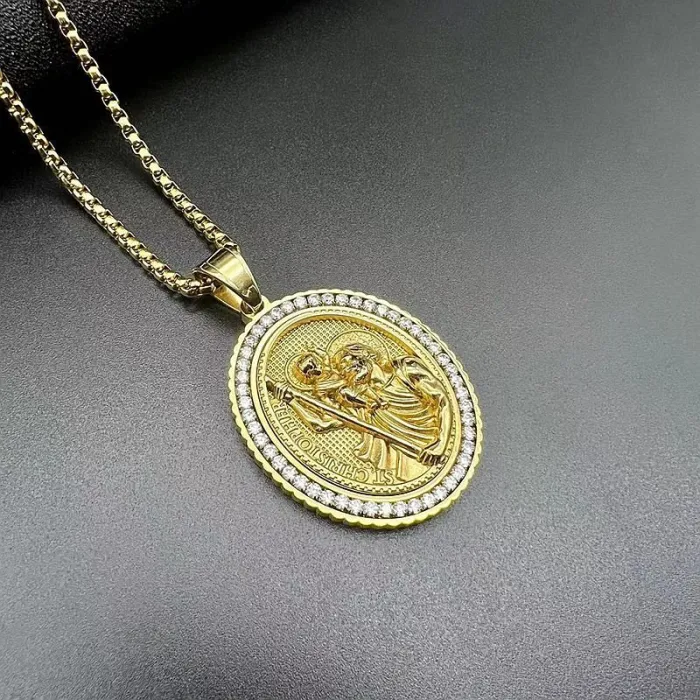 Wholesale Hip Hop Jesus God the Father and Son Pendant Necklace | Stainless Steel Gold Plated CZ Bulk Supplier & Factory Price