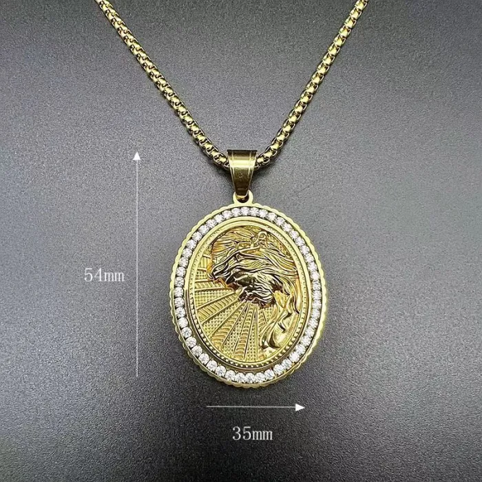 Wholesale Hip Hop Crucifix Jesus Relief Pendant Necklace | Stainless Steel Gold Plated CZ Bulk Supplier & Factory Price