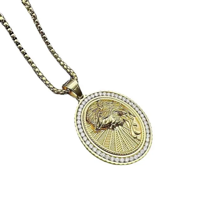 Wholesale Hip Hop Crucifix Jesus Relief Pendant Necklace | Stainless Steel Gold Plated CZ Bulk Supplier & Factory Price